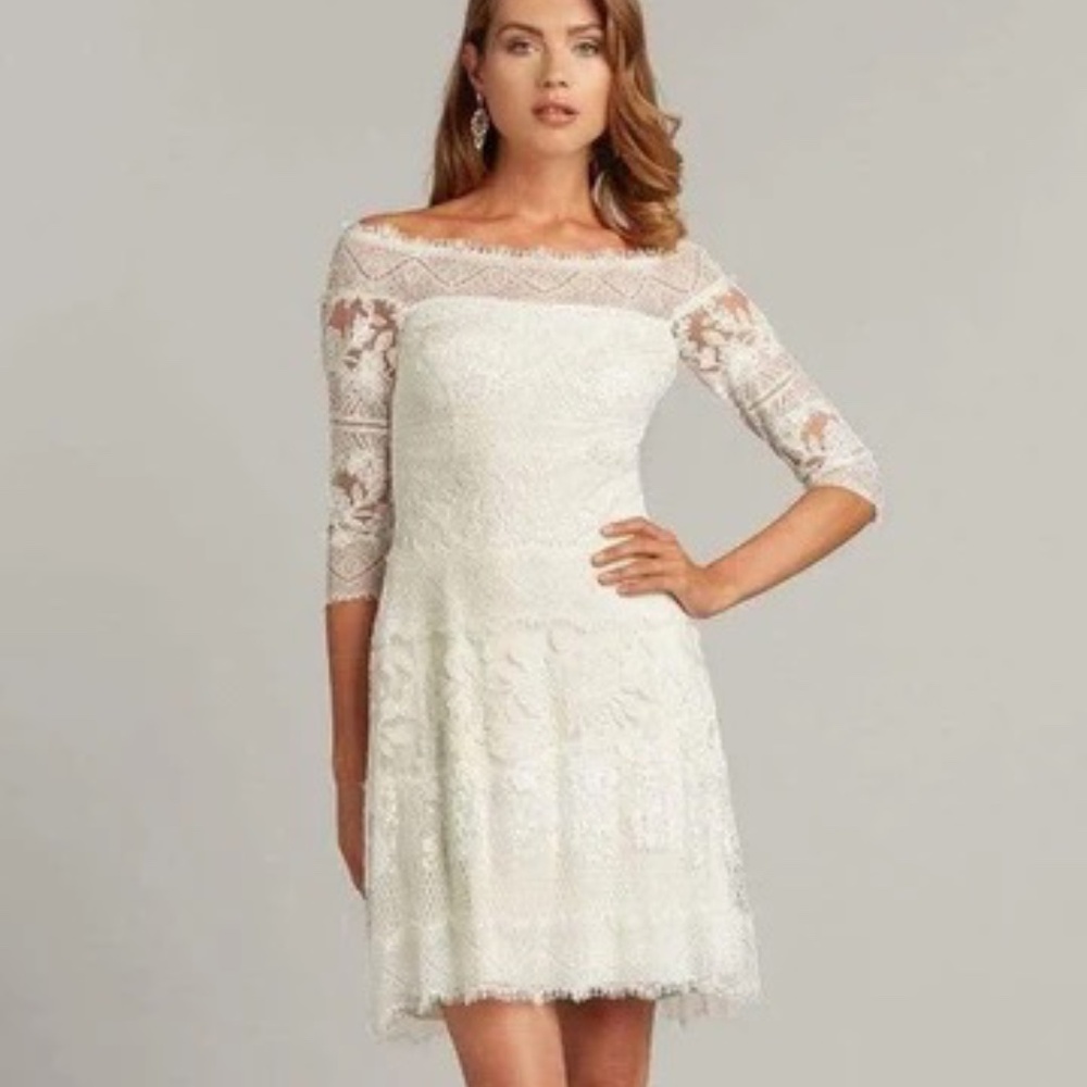 TADASHI SHOJI Size 10 Elbow Sleeve 3/4 Length Sleeve A-line Lace Dress
